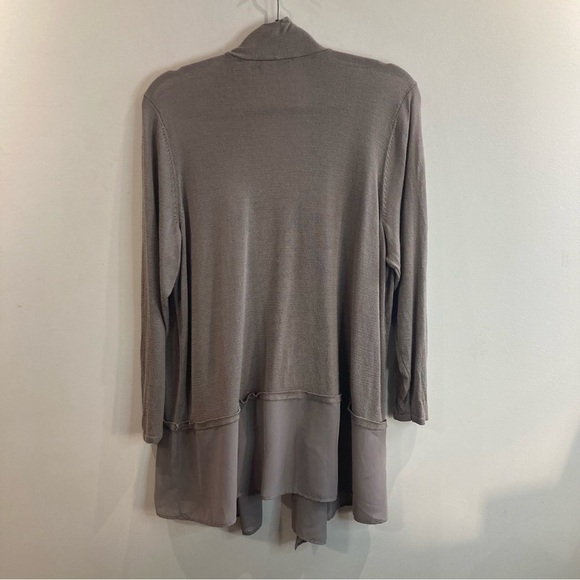 NIC + ZOE  Sz 1X Silk Blend Flowy Open Front Sheer Hemline Long Line Cardigan - Picture 6 of 6
